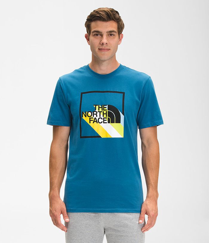 The North Face T-Shirts Short Sleeve Shadow Box Blue - Mens - Thailand AJUHE-9051